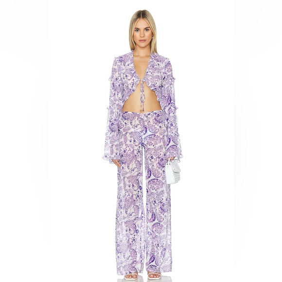 Bananhot Other - Lilac Paisley Tie-Front Bikini Cover-Up Set